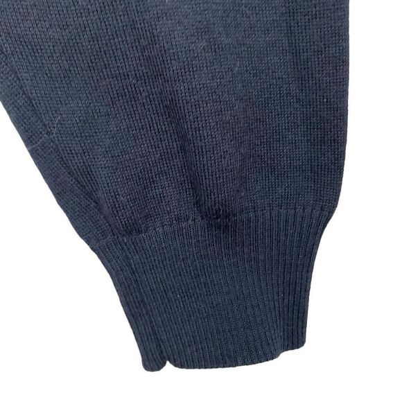 TD Thomas Dean Merino Wool Sweater Pullover Mens XL Navy 1/4 Button High Neck - Picture 6 of 11